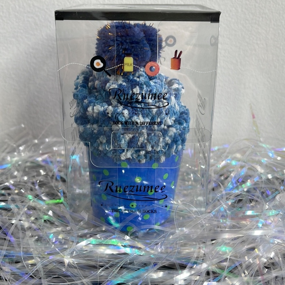 Confetti Cupcake Socks with Pom Poms in Box